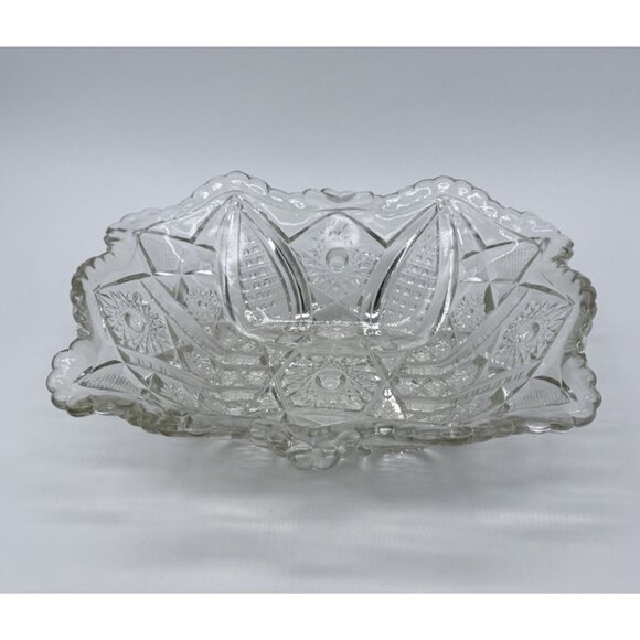 Indiana Glass Company Paneled Daisy & Finecut Clear Lg Rectangular  Dish 10” - Picture 2 of 9
